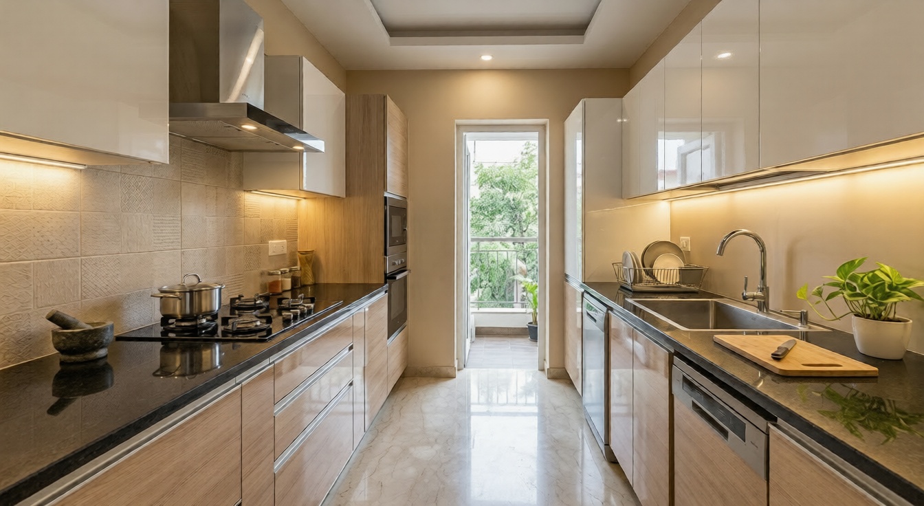 Parallel galley modular kitchen design