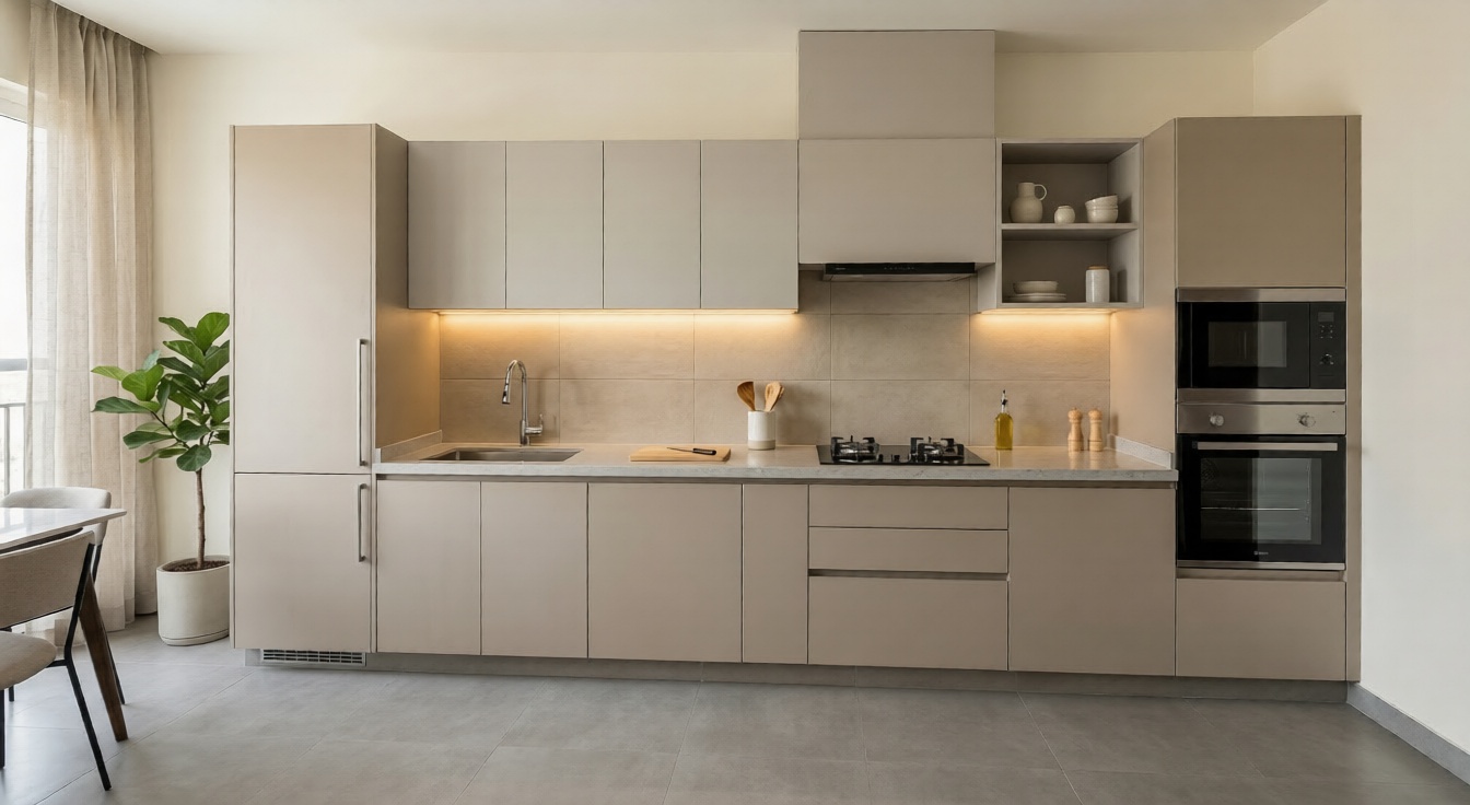 Straight line modular kitchen design