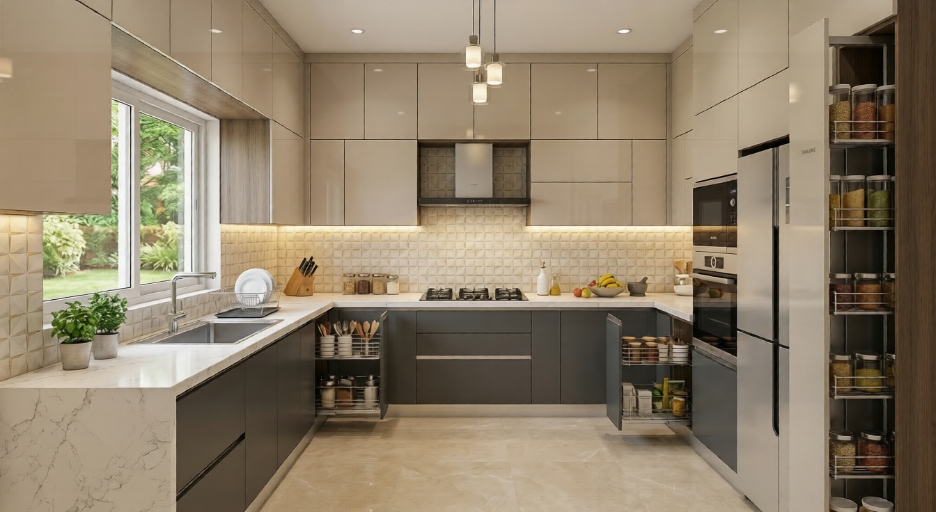 U-shaped modular kitchen design